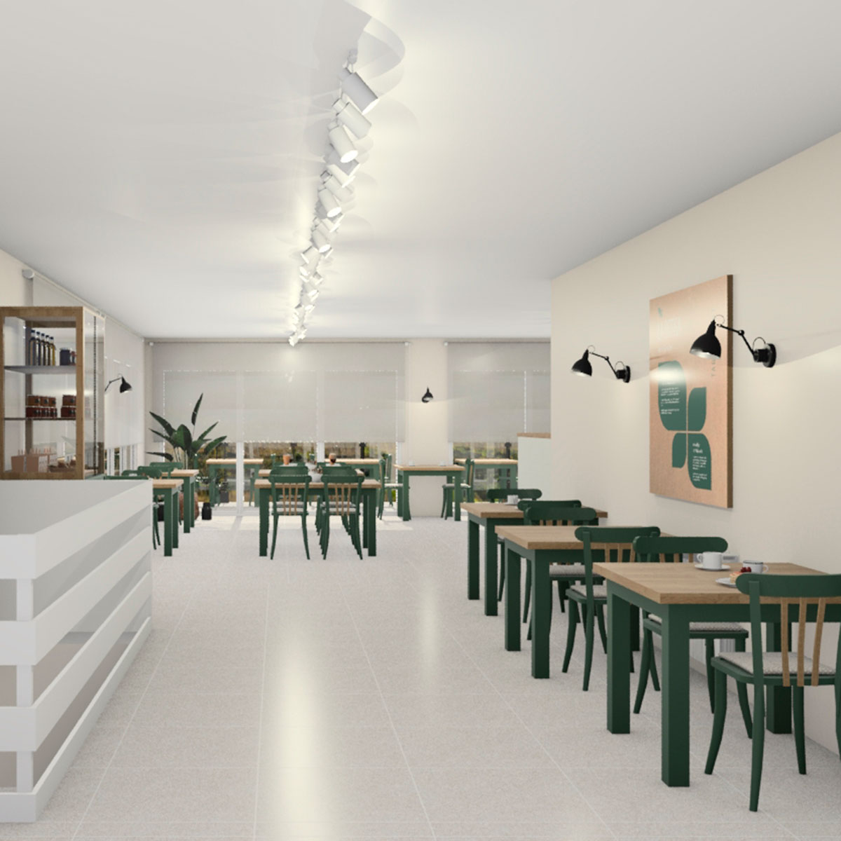 Imatge simulada de l'interior de la Cafeteria Tagamanent.