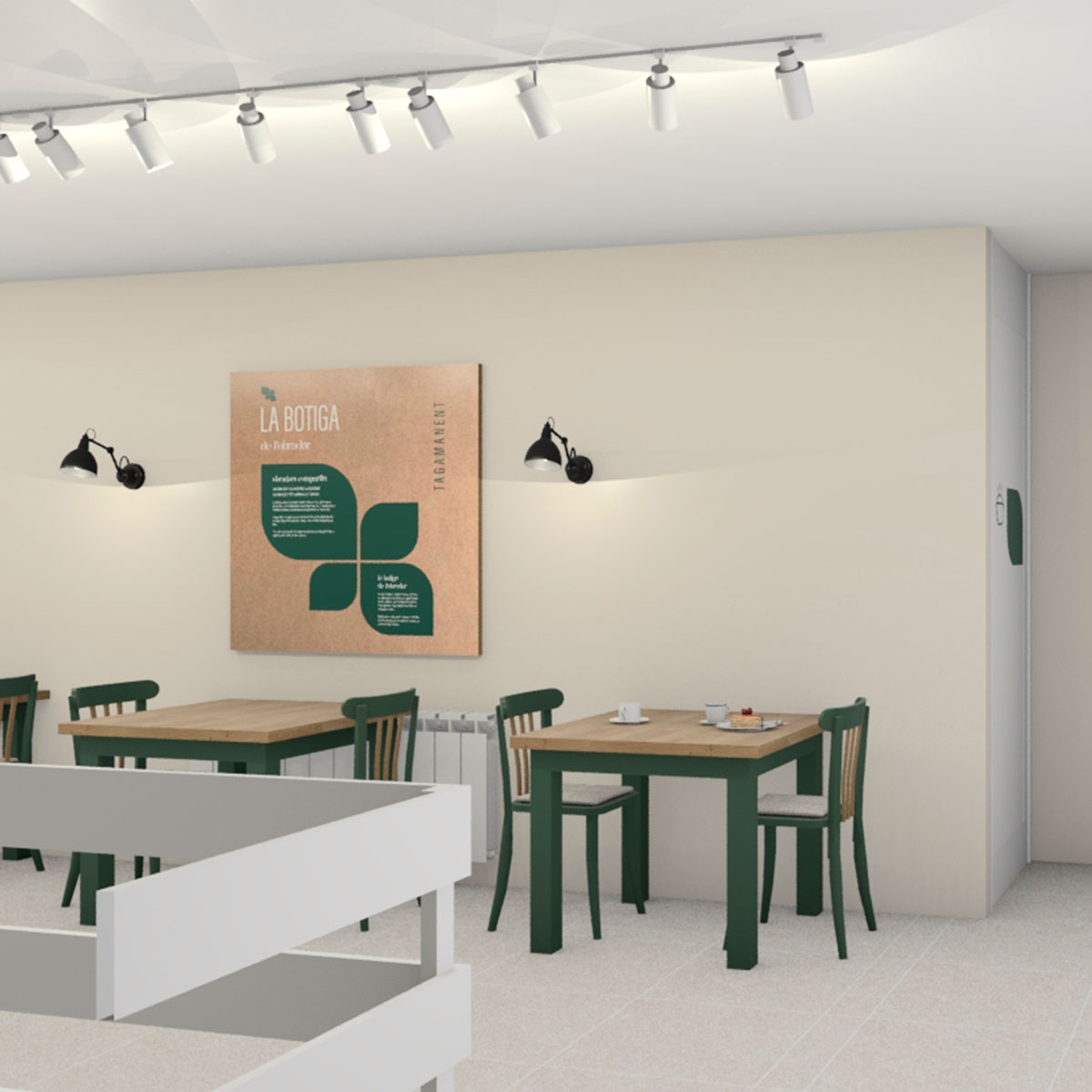 Imatge simulada de l'interior de la Cafeteria Tagamanent.